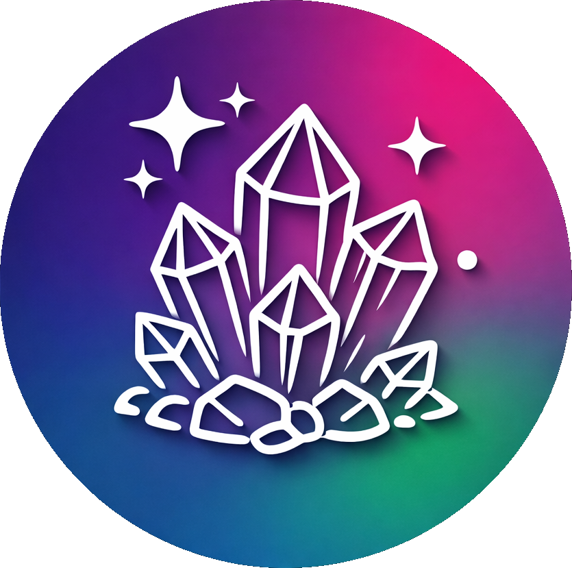 a white outline of a crystal cluster
