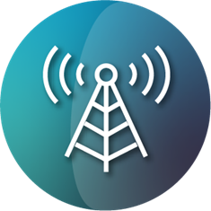 a white outline of a radio tower