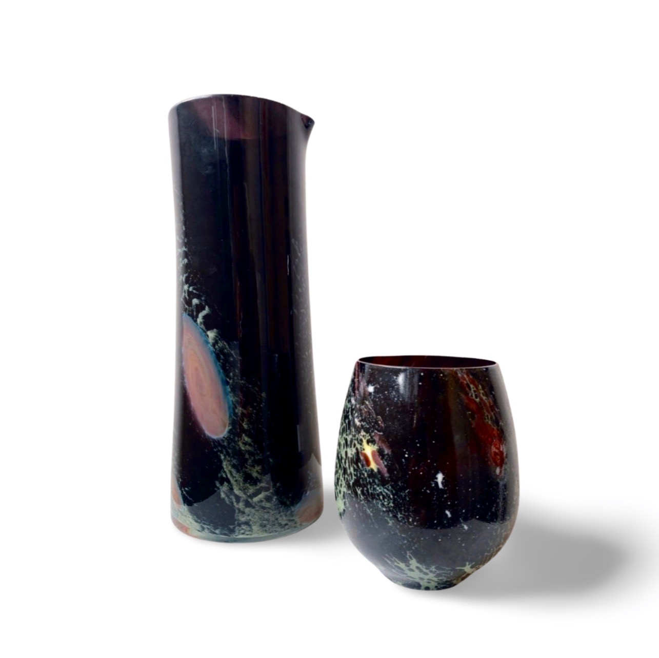 Tall Water Glasses: Nine Colors  Art by Fire Glass Gallery and School