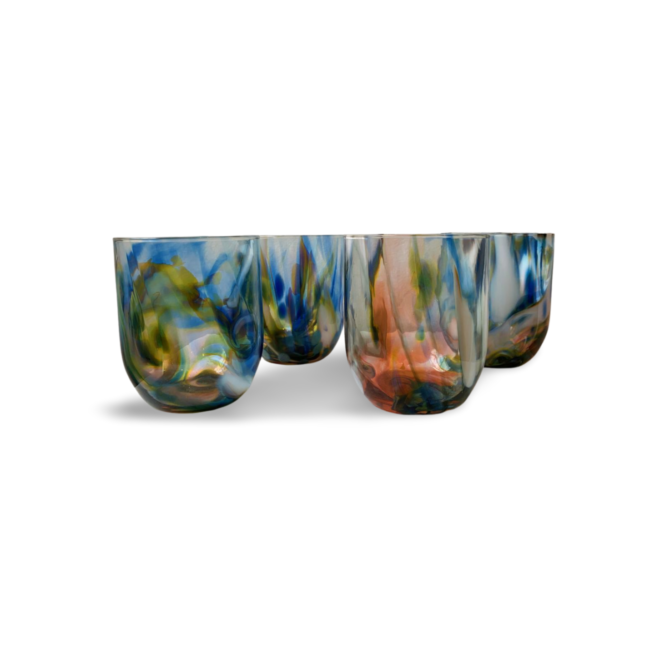 Four glasses with the swirls of nebulae, by Kathryn Adams